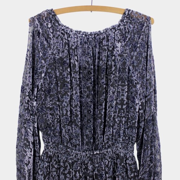 Tahari Olsen Devore Velvet Burnout Cold Shoulder Dress Size Small - Picture 5 of 9